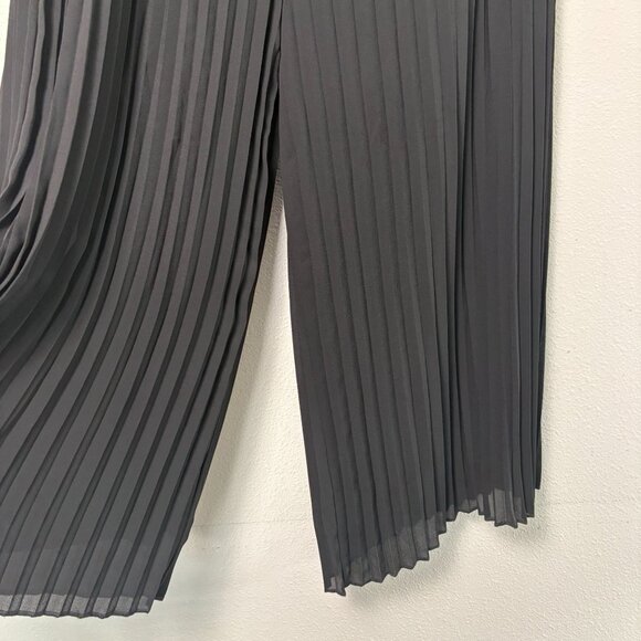 Chicos Accordion Pleat Wide Leg Pants Size 3.5 US XL 18 Black Pull On Palazzo - Picture 3 of 12